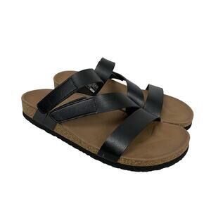 Skechers Arch Comfort Sandals Womens 9 Black Strappy Slip On Slide Eva Sole